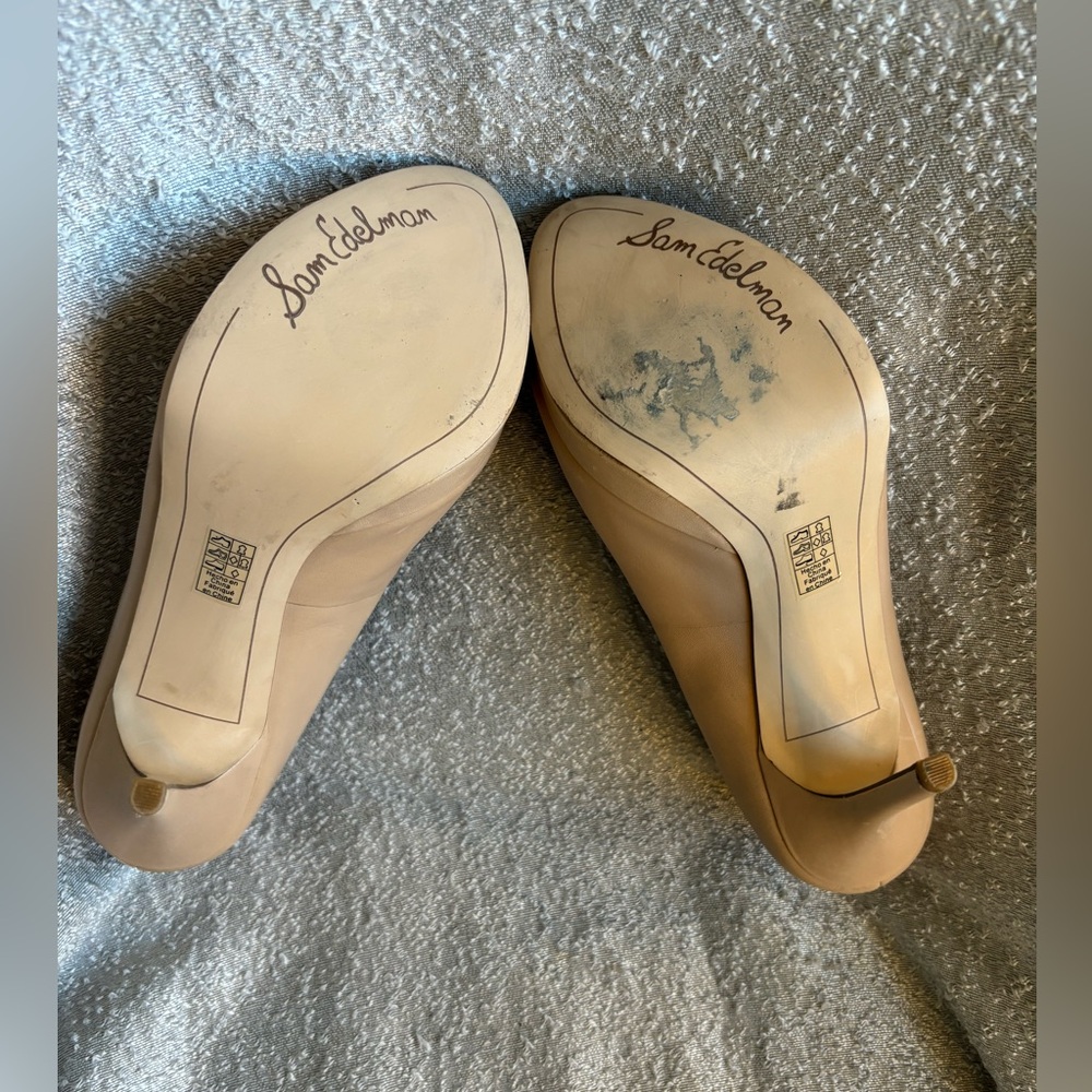 Sam Edelman Ella Platform Peep Toe 5" Pump Leather Nude size 10 - Picture 5 of 10